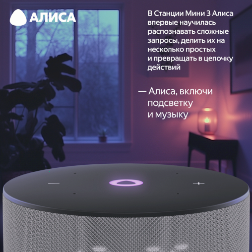 Купить умная колонка яндекс станция мини 3 с алисой, серый, 12вт в Самаре