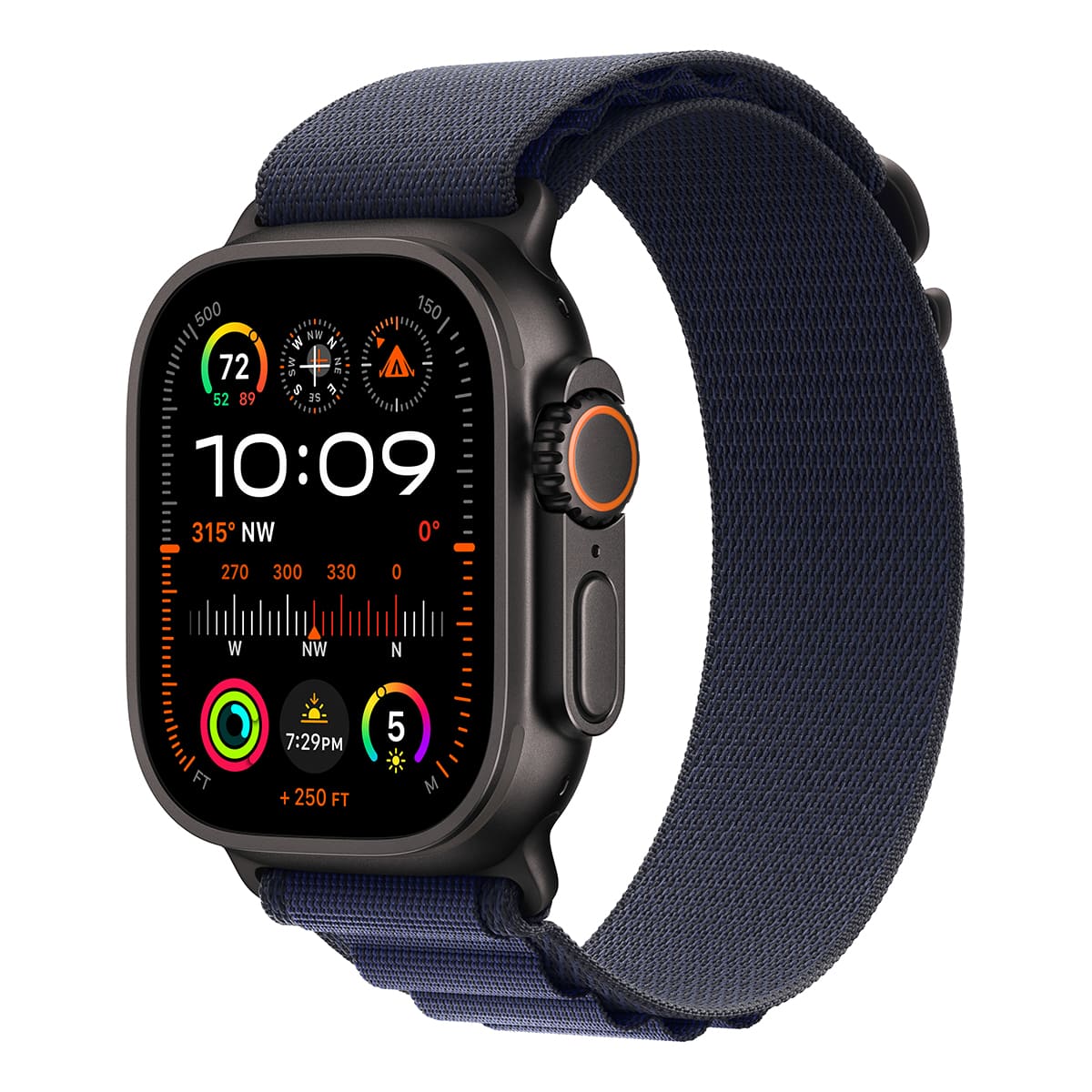 Купить apple watch ultra 2 (2024), 49 мм корпус из титана цвета «black», ремешок alpine loop размера l цвета «navy» с доставкой