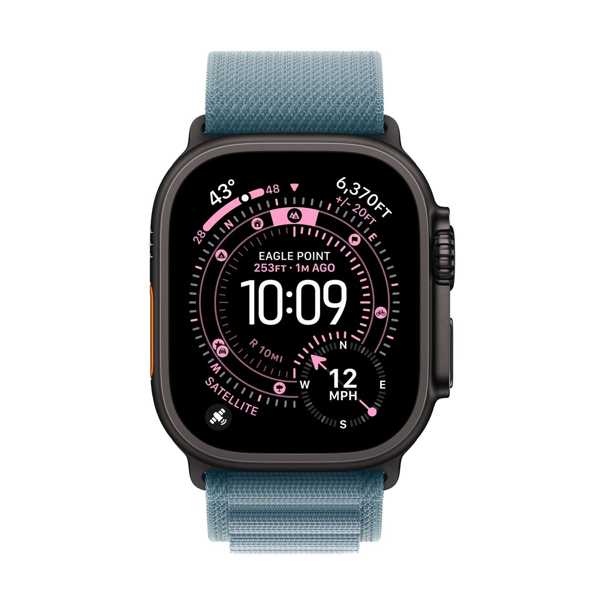 Купить apple watch ultra 3 (2025), 49 мм корпус из титана цвета «black», ремешок alpine loop размера l цвета «light blue» с доставкой