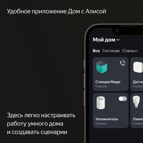 Купить умная колонка яндекс станция миди с алисой, с zigbee, чёрный, 24вт в Самаре