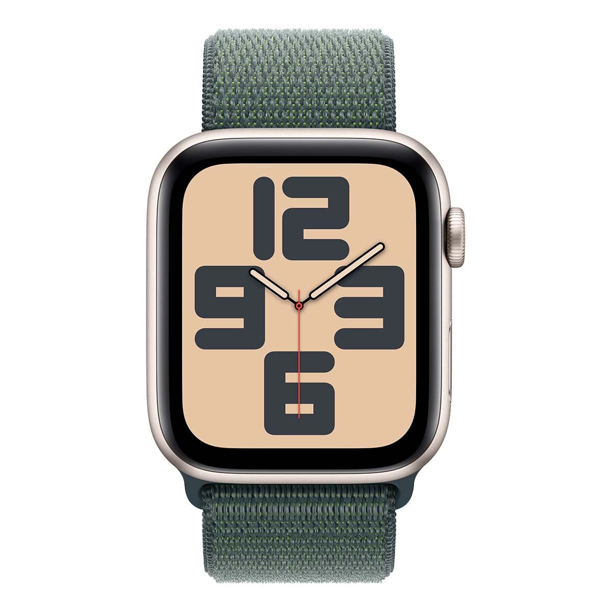 Купить apple watch se (2024), 44 мм корпус из алюминия цвета «starlight», ремешок sport loop цвета «lake green» с доставкой