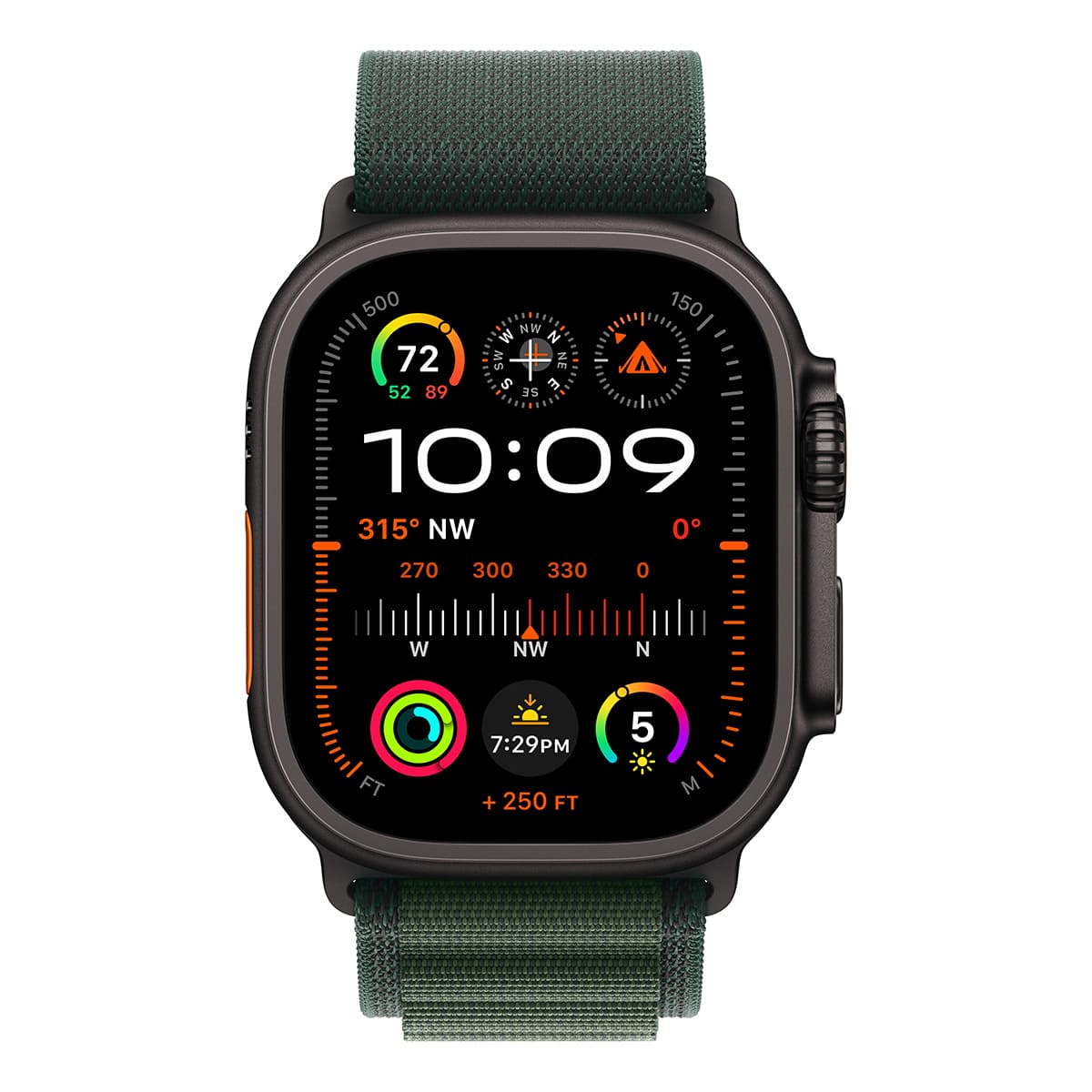 Купить apple watch ultra 2 (2024), 49 мм корпус из титана цвета «black», ремешок alpine loop размера m цвета «dark green» с доставкой