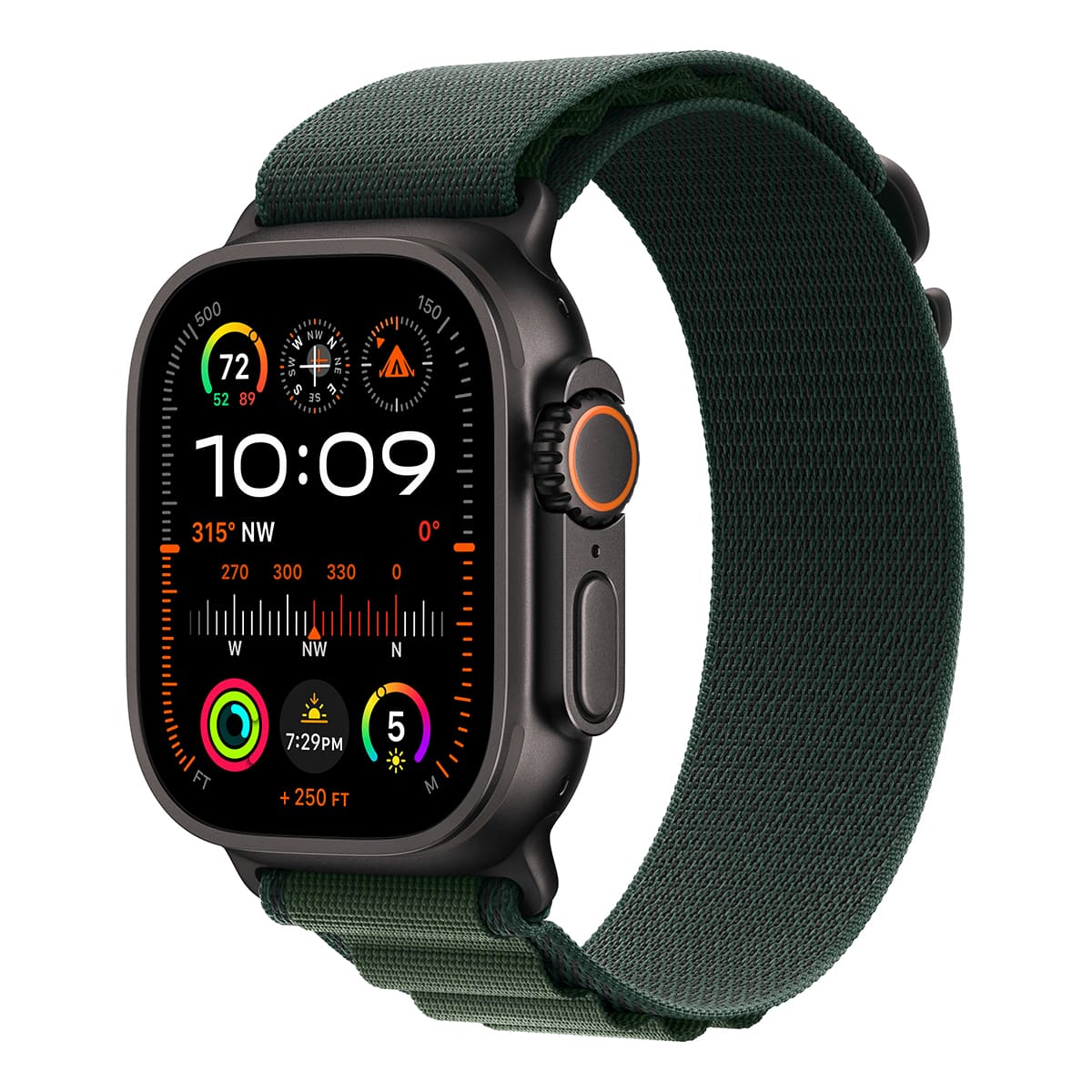 Купить apple watch ultra 2 (2024), 49 мм корпус из титана цвета «black», ремешок alpine loop размера m цвета «dark green» с доставкой
