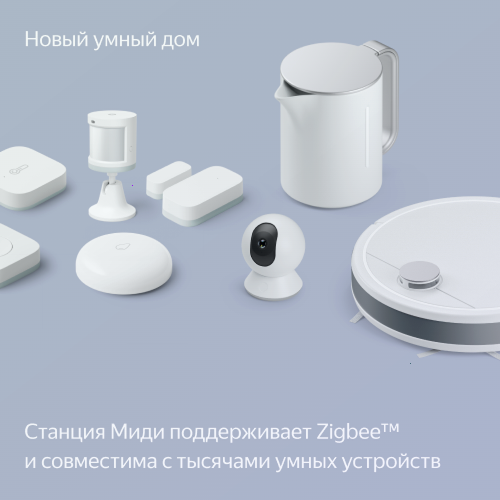 Купить умная колонка яндекс станция миди с алисой, с zigbee, малиновый, 24вт в Самаре