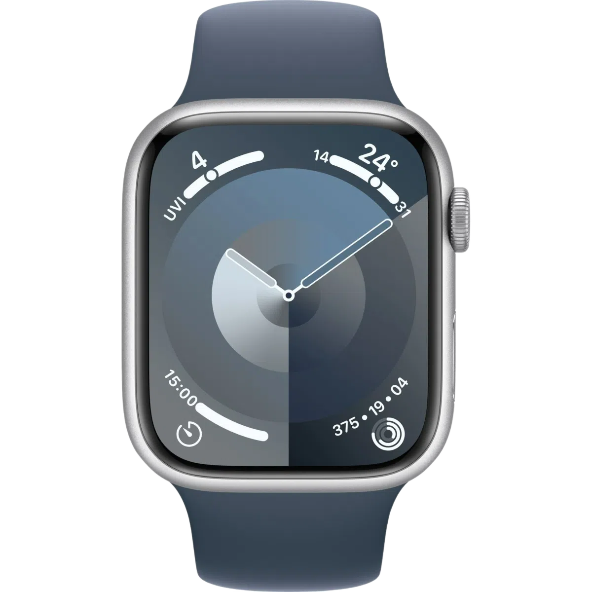 Купить apple watch series 9 41мм корпус из алюминия серебристого цвета спортивный ремешок синего цвета с доставкой
