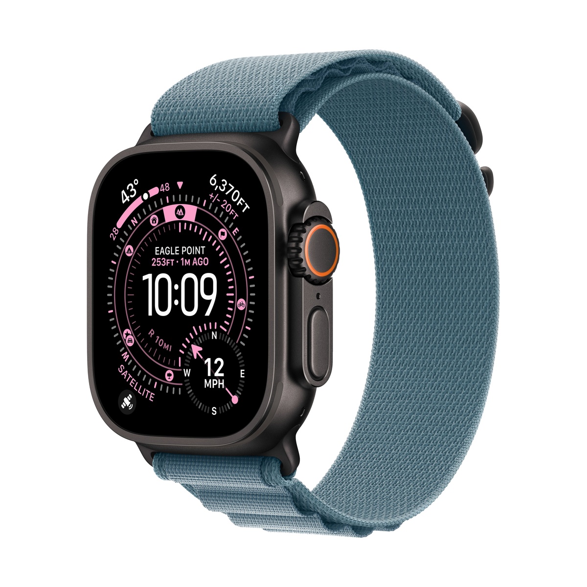 Купить apple watch ultra 3 (2025), 49 мм корпус из титана цвета «black», ремешок alpine loop размера l цвета «light blue» с доставкой