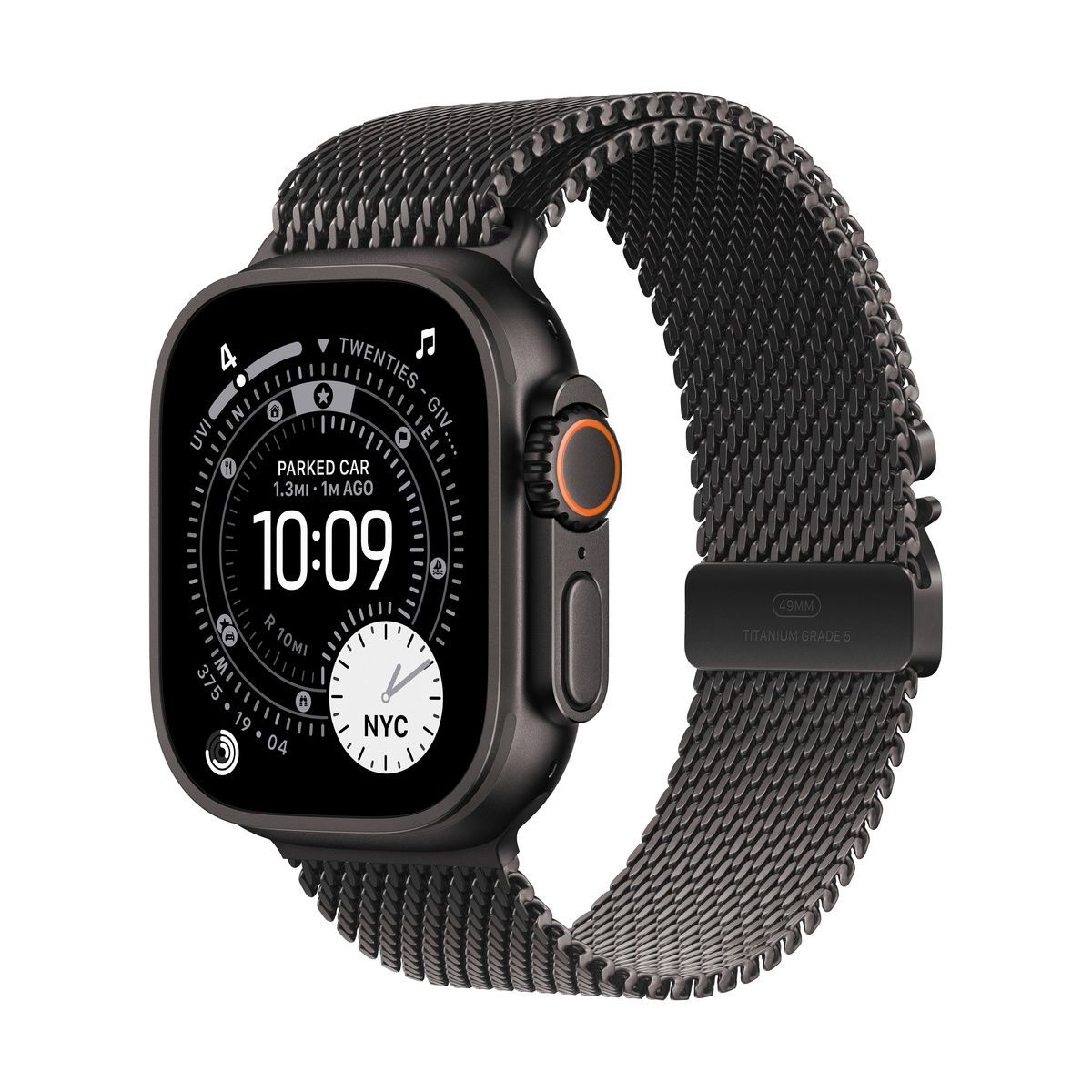 Купить apple watch ultra 3 (2025), 49 мм корпус из титана цвета «black», ремешок titanium milanese loop размера s цвета «black» с доставкой