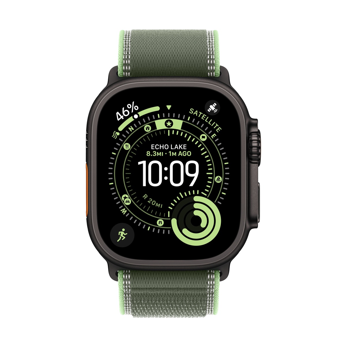 Купить apple watch ultra 3 (2025), 49 мм корпус из титана цвета «black», ремешок trail loop размера s/m цвета «green/neon» с доставкой