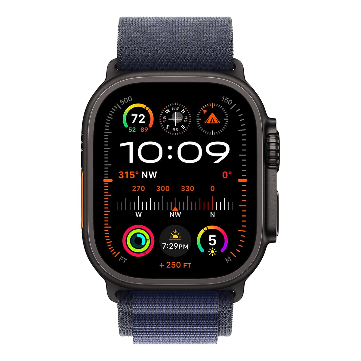 Купить apple watch ultra 2 (2024), 49 мм корпус из титана цвета «black», ремешок alpine loop размера l цвета «navy» с доставкой