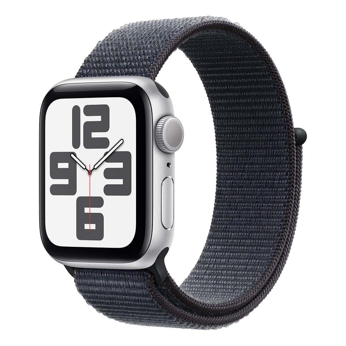 Купить apple watch se (2024), 40 мм корпус из алюминия цвета «silver», ремешок sport loop цвета «ink» с доставкой