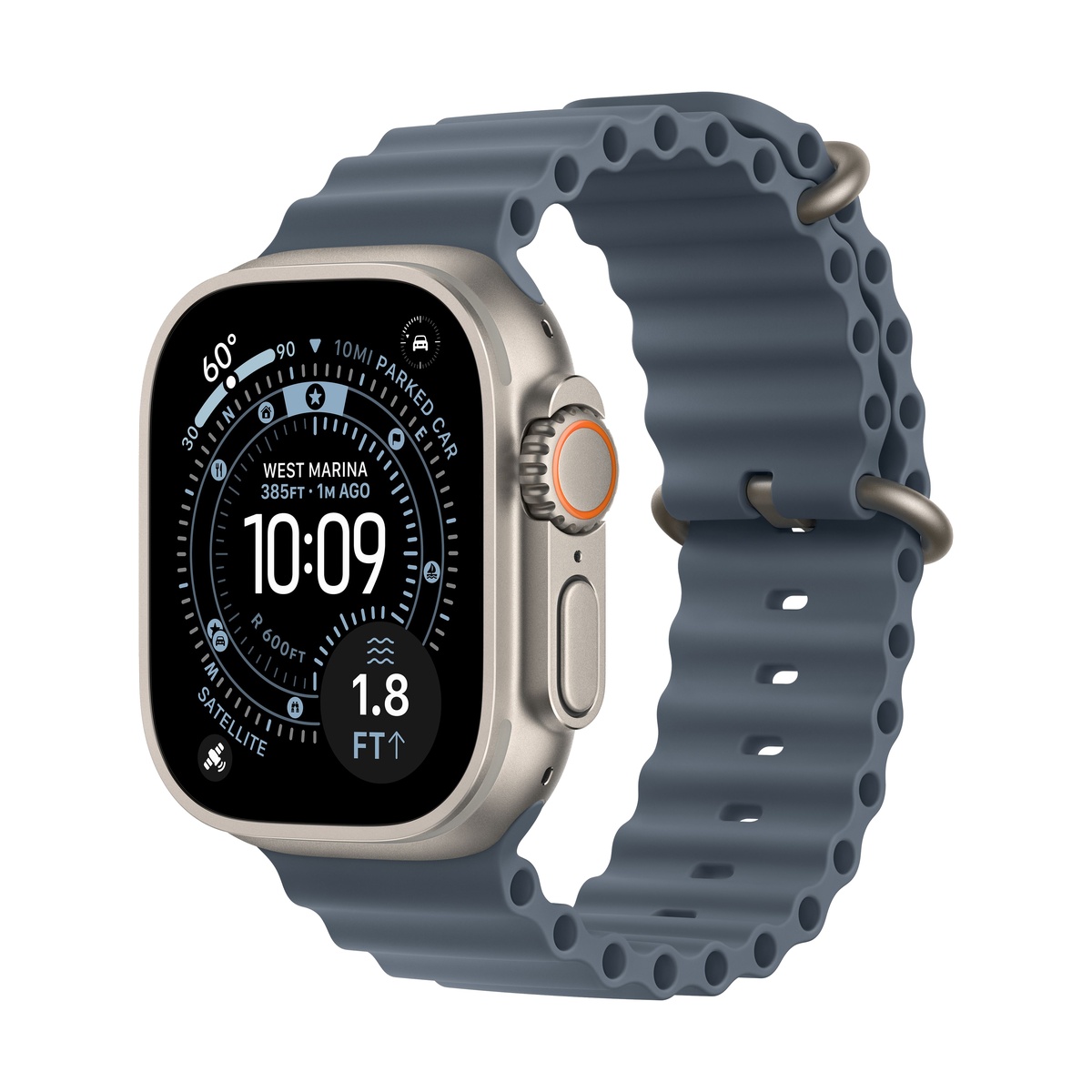 Купить apple watch ultra 3 (2025), 49 мм корпус из титана цвета «natural», ремешок ocean band цвета «anchor blue» с доставкой