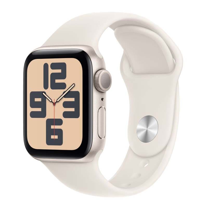Купить apple watch se (2024), 40 мм корпус из алюминия цвета «starlight», ремешок sport band размера m/l цвета «starlight» с доставкой